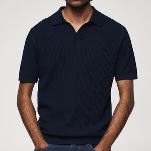Mango Navy Men’s Blue Polo Shirt Size Small
